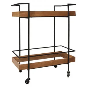 Benin Wood & Metal Kitchen Trolley Cart with Mirror Top by Casa Uno, a Side Table for sale on Style Sourcebook