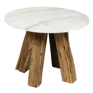 Cape Cod Stone & Reclaimed Timber Round Side Table, Round, White by Casa Uno, a Side Table for sale on Style Sourcebook