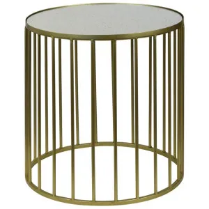 Ella Mirror Topped Iron Round Side Table, Antique Gold by COJO Home, a Side Table for sale on Style Sourcebook