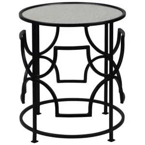 Eva Mirror Topped Iron Round Side Table, Black by COJO Home, a Side Table for sale on Style Sourcebook