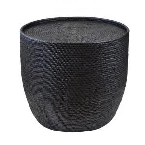 Savannah Rattan Round Side Table, Black by COJO Home, a Side Table for sale on Style Sourcebook