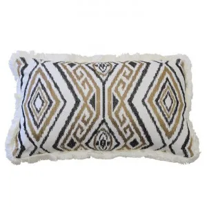 Fallon Canvas Lumbar Cushion Cover, White Fringes by COJO Home, a Cushions, Decorative Pillows for sale on Style Sourcebook