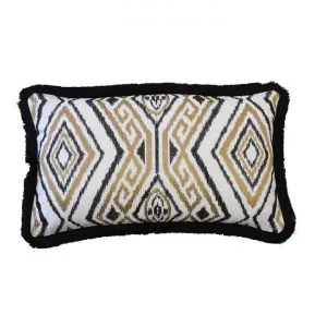 Fallon Canvas Lumbar Cushion Cover, Black Fringes by COJO Home, a Cushions, Decorative Pillows for sale on Style Sourcebook