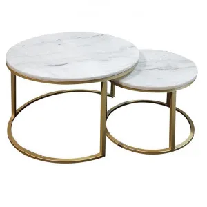 Miller 2 Piece Marble Top Nested Round Coffee Table Set, 70/50cm by HOMESTAR, a Coffee Table for sale on Style Sourcebook