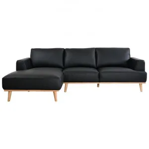 Rocella Italian Leather Corner Sofa, 2.5 Seater with LHF Chaise, Black by OZW Furniture, a Sofas for sale on Style Sourcebook