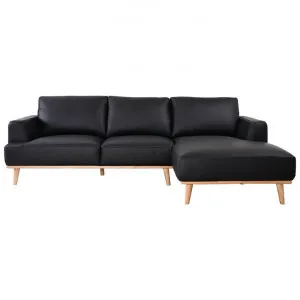 Rocella Italian Leather Corner Sofa, 2.5 Seater with RHF Chaise, Black by OZW Furniture, a Sofas for sale on Style Sourcebook
