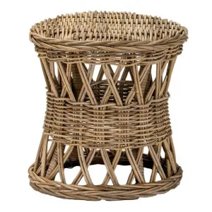 Nassau Rattan Round Side Table, Kubu Grey by Room and Co., a Side Table for sale on Style Sourcebook