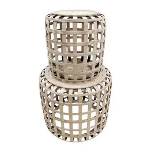Cayman 2 Piece Bamboo Round Side Table Set, White Wash by j.elliot HOME, a Side Table for sale on Style Sourcebook