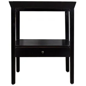 Santiago Alder Timber Bedside Table, Distressed Black by French Country Collection, a Bedside Tables for sale on Style Sourcebook