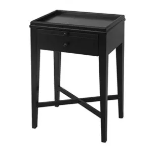 Saskia Timber Tray Top Bedside Table, Black by French Country Collection, a Bedside Tables for sale on Style Sourcebook
