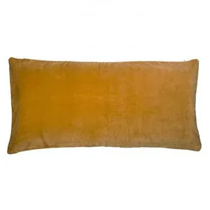Loches Cotton Velvet Long Lumbar Cushion, Saffron by Provencal Treasures, a Cushions, Decorative Pillows for sale on Style Sourcebook
