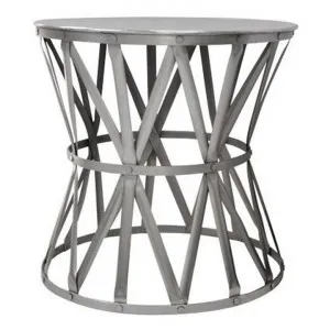 Bastide Iron Drum Table, Large, Nickel by Provencal Treasures, a Side Table for sale on Style Sourcebook