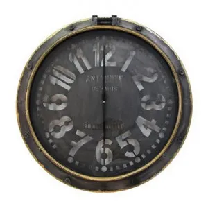 Cresserons Iron Port Hole Wall Clock, 74cm by French Country Collection, a Clocks for sale on Style Sourcebook