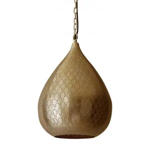 Taipan Perforated Metal Teardrop Pendant Light, Antqieu Brass by Zaffero, a Pendant Lighting for sale on Style Sourcebook