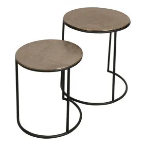 Bromley 2 Piece Aluminium Round Nesting Table Set, Dark Gold by Casa Sano, a Side Table for sale on Style Sourcebook