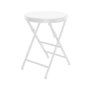 Wagram Iron Round Foldable Side Table, Short, White by Provencal Treasures, a Side Table for sale on Style Sourcebook