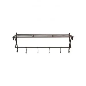Carla Wrought Iron Wall Shelf with Hooks by Provencal Treasures, a Wall Shelves & Hooks for sale on Style Sourcebook