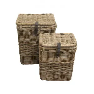 Grove 2 Piece Rattan Rectangular Laundry Hamper Set by Provencal Treasures, a Laundry Bags & Baskets for sale on Style Sourcebook