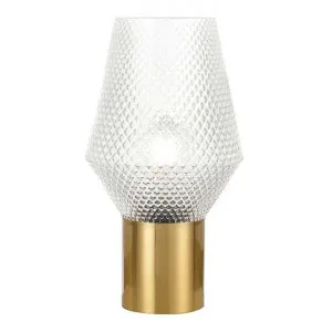 Rene Embossed Glass Table Lamp, Clear / Antique Gold by Telbix, a Table & Bedside Lamps for sale on Style Sourcebook