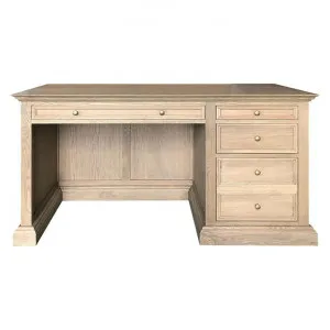 Hermitage Oak Timber Executive Desk, 147cm, Weathered Oak by Manoir Chene, a Desks for sale on Style Sourcebook
