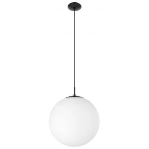 Rondo Glass Ball Pendant Light, Extra Large, Opal / Black by Eglo, a Pendant Lighting for sale on Style Sourcebook