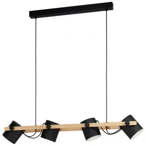 Hornwood Steel & Timber Bar Pendant Light, 4 Light by Eglo, a Pendant Lighting for sale on Style Sourcebook