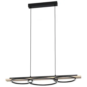 Boyal Modern LED Bar Pendant Light, Black / Natural by Eglo, a Pendant Lighting for sale on Style Sourcebook