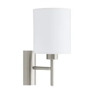 Pasteri Fabric Shade Wall Lamp, White / Satin Nickel by Eglo, a Wall Lighting for sale on Style Sourcebook
