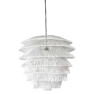 Saba Rattan Pendant Light, White by Emac & Lawton, a Pendant Lighting for sale on Style Sourcebook