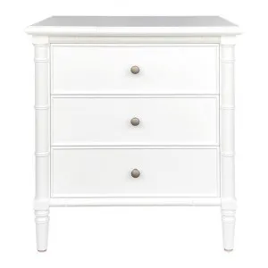 Erickson Birch Timber 3 Drawer Bedside Table, White by Manoir Chene, a Bedside Tables for sale on Style Sourcebook