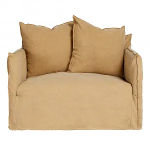 Como Linen Occasional Chair Cover Wheat - 1 Seater by James Lane, a Chairs for sale on Style Sourcebook