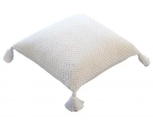 Hackney Knitted Cushion White - 50cm x 50cm by James Lane, a Cushions, Decorative Pillows for sale on Style Sourcebook