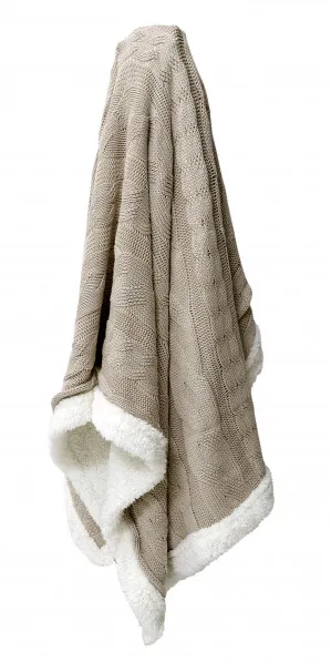 Sherpa Fur Knitted Throw Pebble 170 x 130 x 2cm by James Lane, a Throws for sale on Style Sourcebook