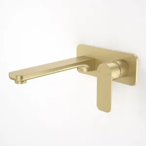 Caroma Luna Wall Basin/Bath Mixer Brushed Brass by Caroma, a Bathroom Taps & Mixers for sale on Style Sourcebook