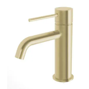Phoenix Vivid Slimline Basin Mixer Curved Outlet - Brushed Gold by PHOENIX, a Bathroom Taps & Mixers for sale on Style Sourcebook