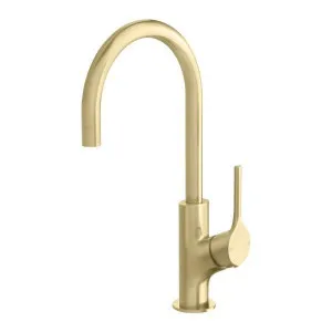 Phoenix Vivid Slimline Oval Sink Mixer 160mm Gooseneck Brushed Gold by PHOENIX, a Kitchen Taps & Mixers for sale on Style Sourcebook