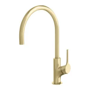 Phoenix Vivid Slimline Oval Sink Mixer 220mm Gooseneck Brushed Gold by PHOENIX, a Kitchen Taps & Mixers for sale on Style Sourcebook