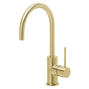 Phoenix Vivid Slimline Side Lever Sink Mixer 160mm Gooseneck Brushed Gold by PHOENIX, a Kitchen Taps & Mixers for sale on Style Sourcebook