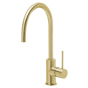 Phoenix Vivid Slimline Side Lever Sink Mixer 220mm Gooseneck Brushed Gold by PHOENIX, a Kitchen Taps & Mixers for sale on Style Sourcebook