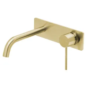 Phoenix Vivid Slimline Wall Basin Set 180mm Curved-Brushed Gold by PHOENIX, a Bathroom Taps & Mixers for sale on Style Sourcebook