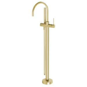 Phoenix Vivid Slimline Floor Mounted Bath Mixer with Hand Shower - Brushed Gold by PHOENIX, a Bathroom Taps & Mixers for sale on Style Sourcebook