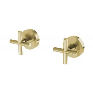 Phoenix Vivid Slimline Plus Wall Top Assemblies 15mm Extended Spindles - Brushed Gold by PHOENIX, a Bathroom Taps & Mixers for sale on Style Sourcebook