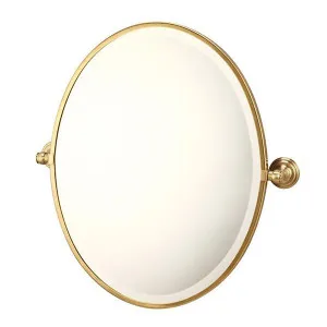 Turner Hastings Mayer Pivot Oval Mirror 620mm x 538mm - Brushed Brass by Turner Hastings, a Vanity Mirrors for sale on Style Sourcebook