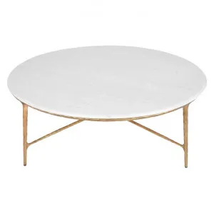 Heston Marble & Iron Round Coffee Table, 120cm, Brass by Cozy Lighting & Living, a Coffee Table for sale on Style Sourcebook