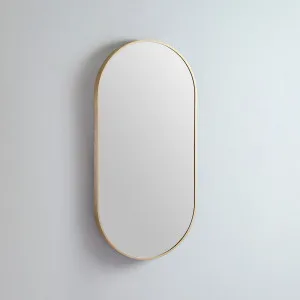 Modern Oblong Coloured Frame Bathroom Mirror - 5 colour options - 46cm x 91cm Brushed Brass by Luxe Mirrors, a Vanity Mirrors for sale on Style Sourcebook