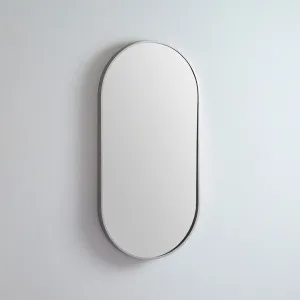 Modern Oblong Coloured Frame Bathroom Mirror - 5 colour options - 46cm x 91cm Brushed Nickel by Luxe Mirrors, a Vanity Mirrors for sale on Style Sourcebook