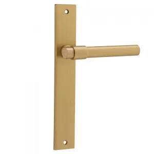 Helsinki Lever with Rectangle Backplate in Brushed Brass by Iver, a Other Door Hardware for sale on Style Sourcebook