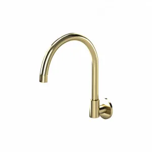 Gooseneck Wall-Mounted Swivel Spout - Brushed Brass by ABI Interiors Pty Ltd, a Bathroom Taps & Mixers for sale on Style Sourcebook