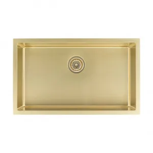 Vari Single Sink 750mm - Brushed Brass w Rack by ABI Interiors Pty Ltd, a Kitchen Sinks for sale on Style Sourcebook