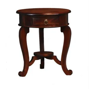 Cabriol Solid Mahogany Timber Round Lamp Table, Mahogany by Centrum Furniture, a Side Table for sale on Style Sourcebook